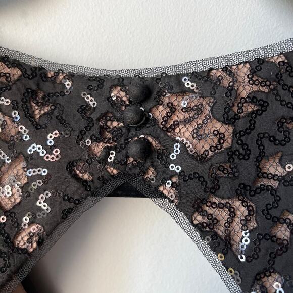 BCBG Maxazria Katarina Black Lace Sequin Open Back Dress - Size 4 - Picture 9 of 13